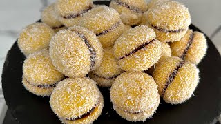 حلوى جوز الهند بالشوكولاتة 🤩 طعم لا يقاوم 💖