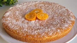 بسبوسة المندارين ببيضة واحدة 🍊✨ سهلة وسريعة ولذيذة، هشيشة تذوب فالفم!