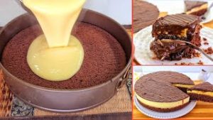 كيكة الشوكولاتة بثلاث طبقات، سهلة واقتصادية بدون خلاط وكريمة! 😍🍫